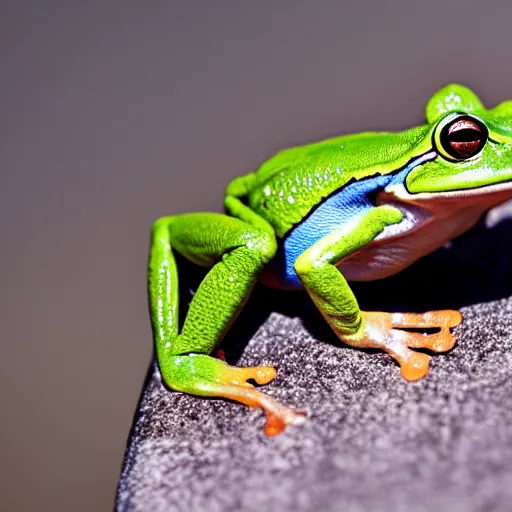 frog catching fly with tongue