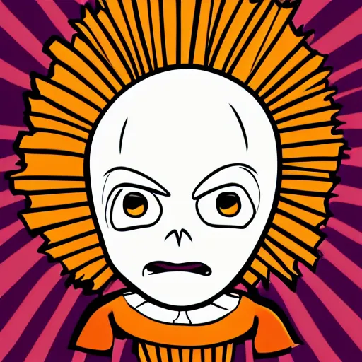 Image similar to Chibi Pinhead, illustration, simple, clean lines, 4k