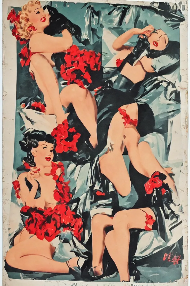 Prompt: 1 9 4 0 s vintage pinup girl posters