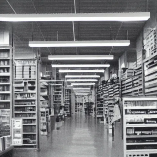 Prompt: electronics bay in 1990. As described by William Gibson. Polaroid