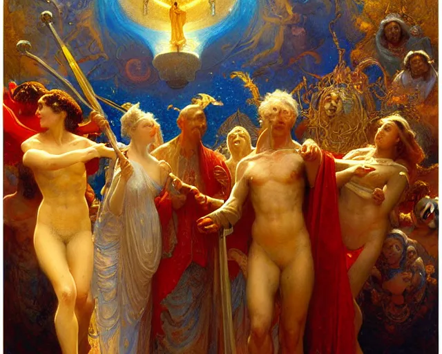 Prompt: the nine spheres of heaven from dante's divine comedy with lots of colours. highly detailed painting by gaston bussiere, craig mullins, j. c. leyendecker 8 k