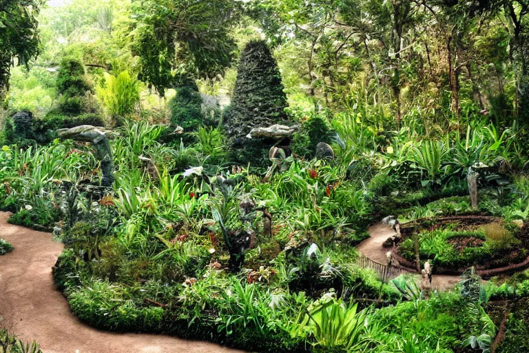 Prompt: botanical garden,jules verne,center of the earth