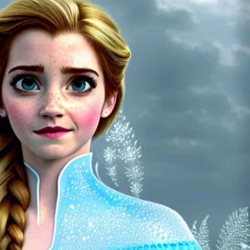 Image similar to emma watson as elsa in frozen