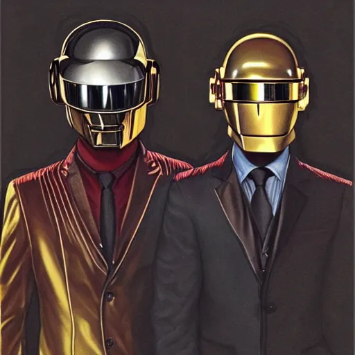 portrait of Daft Punk members in a long coat, elegant, | Stable ...