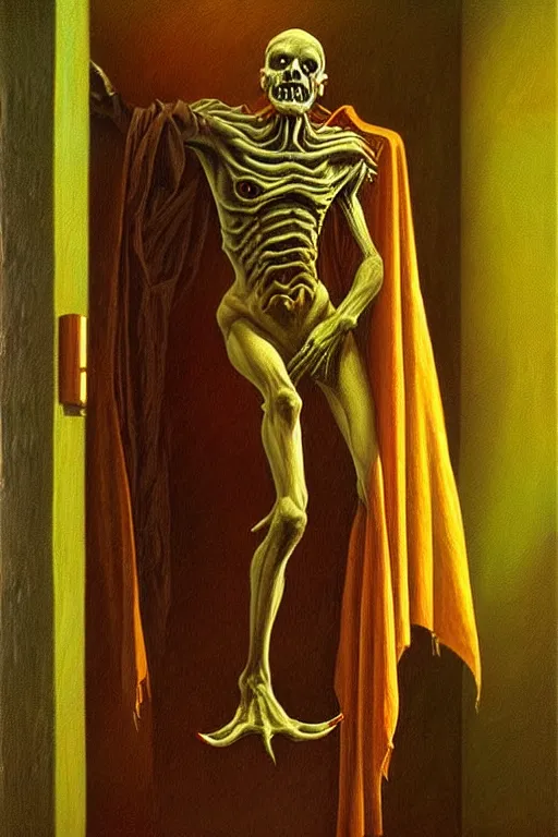 Prompt: classic oil painting, a ghoul, as a dnd character, inside a bathroom, cottagecore, highly detailed, digital illustration, concept art, smooth, sharp focus, art by tim hildebrandt, and sandro botticelli