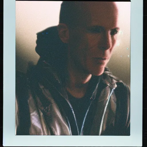 Image similar to Scene from the book Neuromancer by William Gibson. Polaroid