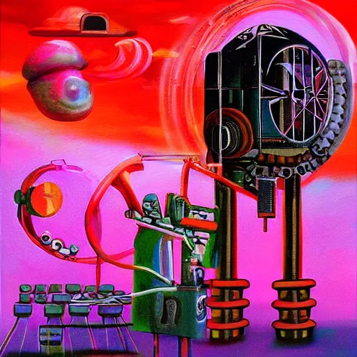 Image similar to dream of the machine parody, crazy painting