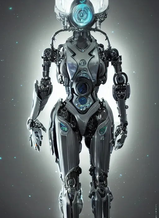 Prompt: photo of a robot made of clock parts, warframe armor, beautiful face, scifi, nebula reflections, stars, professionally color graded, 8 k high definition, insanely detailed, intricate, innocent, art by akihiko yoshida and artgerm