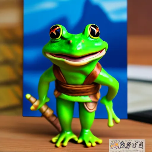 Prompt: matte oil painting of a frog warrior, in the style of nintendo, clay formed, kawaii, highly detailed, sharp focus, 4 k