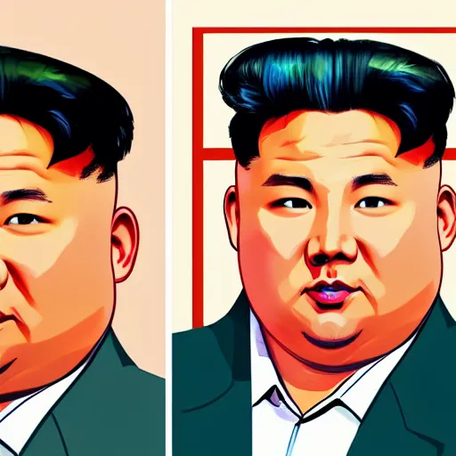 Image similar to illustration gta 5 artwork of kim - jong un, in the style of gta 5 loading screen, by stephen bliss