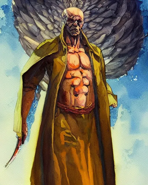 Prompt: a oil / watercolor painting full body character portrait of a heavenly killer in the style of moebius in the style of leonard boyarsky trending on artstation deviantart pinterest detailed realistic hd 8 k high resolution