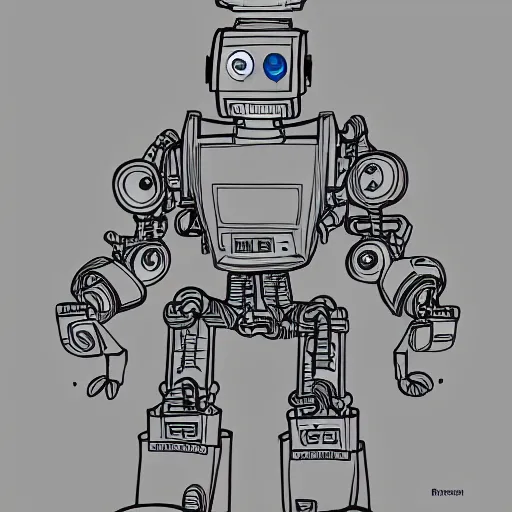 Prompt: line art , a robot