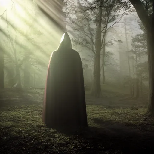 Image similar to the real vampire, cinematic lighting, god rays through fog, cape, cave, mood scary, film quality,