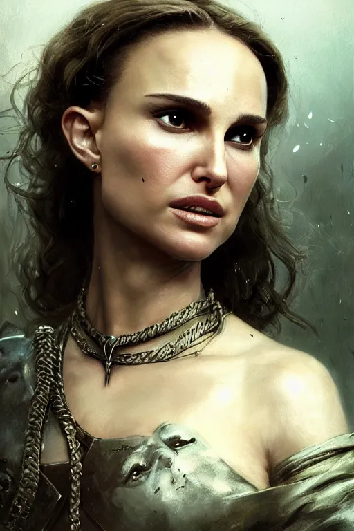 Image similar to natalie portman, legendary warrior, heroic, lord of the rings, tattoos, decorative ornaments, battle armor, by carl spitzweg, ismail inceoglu, vdragan bibin, hans thoma, greg rutkowski, alexandros pyromallis, perfect face, fine details, realistic shading photorealism