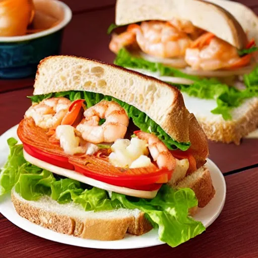 Prompt: a seafood sandwich, cookbook photo