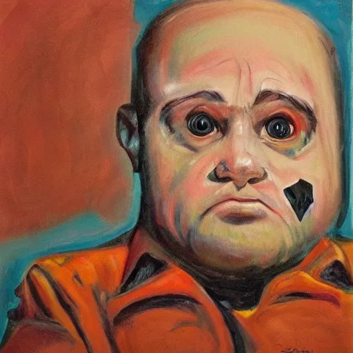 Image similar to retarded nazi dwarf, expressionism