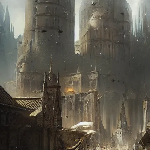 Image similar to portrair of a fantasy 1700 city ruined by war. fantastical setting, symmetric face, hyperrealism, epic fantasy digital art, fantasy style art, by Greg Rutkowski, fantasy magic the gathering card art style