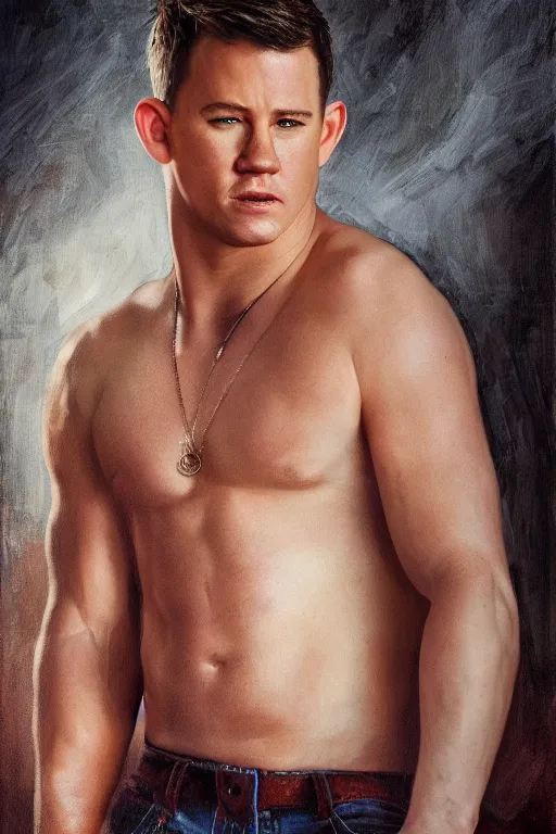 Image similar to a tater tot as channing tatum, oil on canvas, intricate, portrait, 8 k highly professionally detailed, hdr, cgsociety