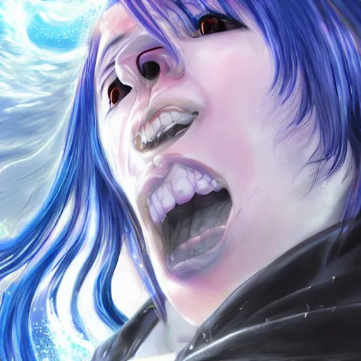 Prompt: rimuru tempest, tensei shitara slime datta ken, highly detailed, professional digital painting, concept art, extreme illustration, unreal engine 5, photorealism, hd quality, 8 k, black hoodie, cinematic, art by andy warhol, artgerm, yoshitaka amano, wataru kajika, junji ito