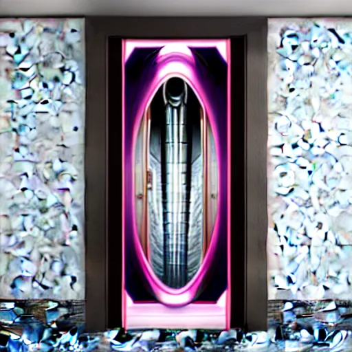 Image similar to photograph hyper realistic art - deco sci - fi door