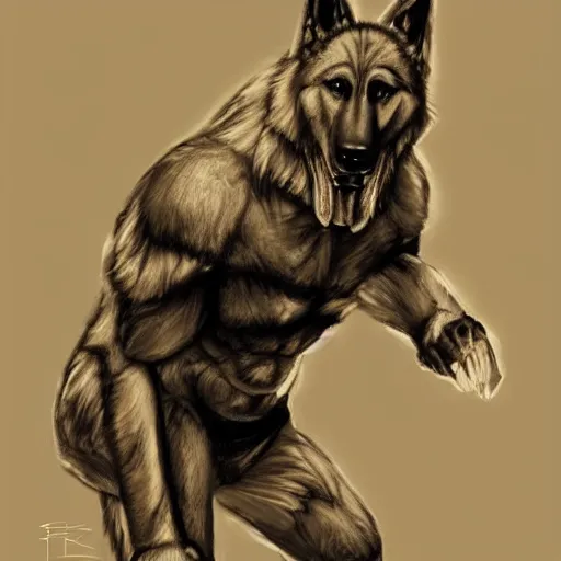 Image similar to a humanoid german shepherd beast - man, wearing gym suit, sitting on a couch, artstation, concept art, smooth, sharp foccus ilustration, artstation