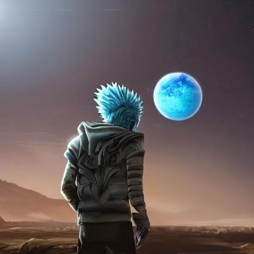 Prompt: real life rick sanchez. photo realism. dramatic lighting. alien planet background. 4 k