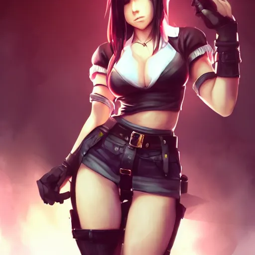 Image similar to alternate outfit of tifa lockhart by WLOP, rossdraws, Logan Cure, Mingchen Shen, BangkuART, sakimichan, yan gisuka, JeonSeok Lee, zeronis, Chengwei Pan on artstation