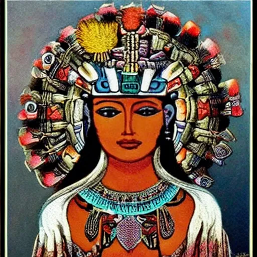 Prompt: a beautiful goddess of the aztecs