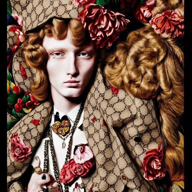 Image similar to a very beautiful gucci portrait, highly detailed, intricate, photography, fashion