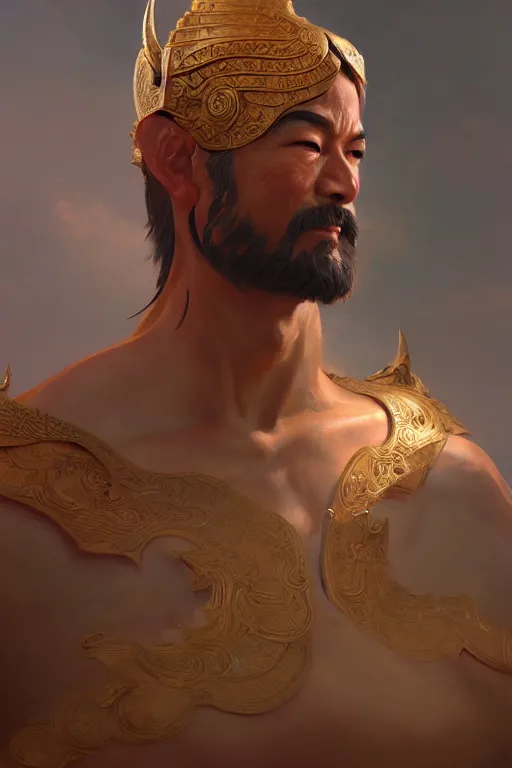 Image similar to god of the vietnamese, highly detailed, digital painting, artstation, concept art, smooth, sharp focus, illustration, unreal engine 5, 8 k, art by artgerm and greg rutkowski and edgar maxence