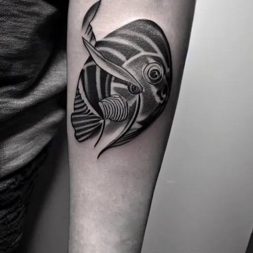 Prompt: whiskerfish tattoo, tatto, black and white, detailed, hyper detailed, intricate, 8 k