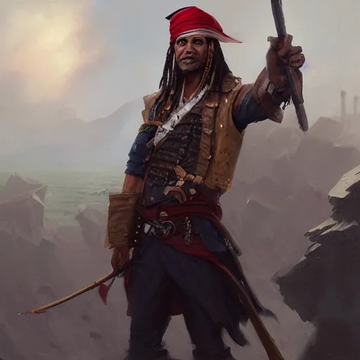 Prompt: A portrait of Obama as a pirate, art by greg rutkowski, matte painting, trending on artstation, very detailed