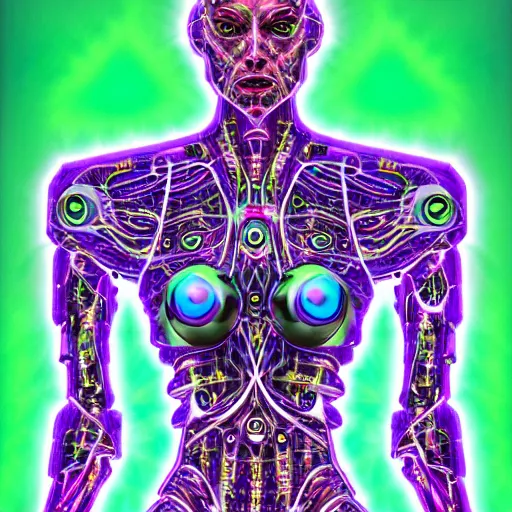 Image similar to psychedelic organic cyborg by artem cash