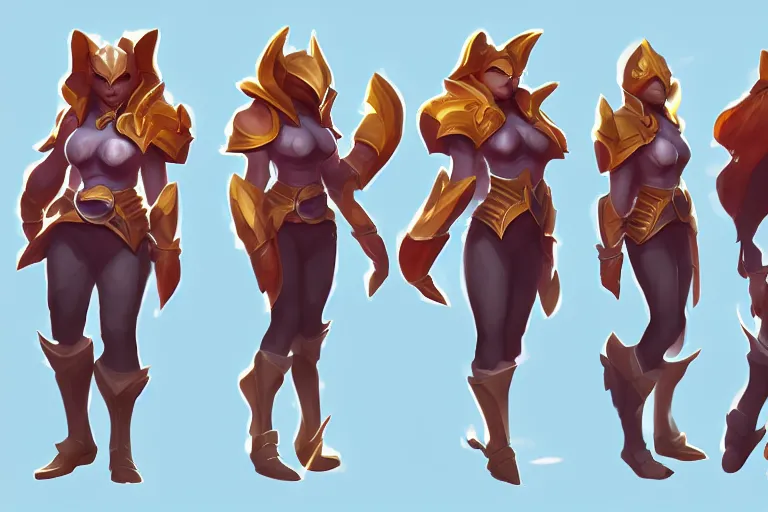 Image similar to Concept art of the new League of Legends Champion, Isometric, Painterly, Digital Painting, Trending on Artstation, Character Reference Sheet