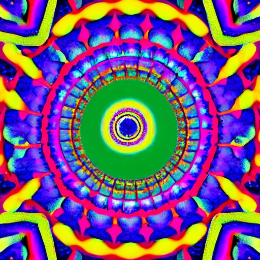 Image similar to falling into a psychedelic fever dreams spiraling patterns