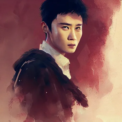 Prompt: a portrait of Chinese actor Zhehan Zhang by greg rutkowski