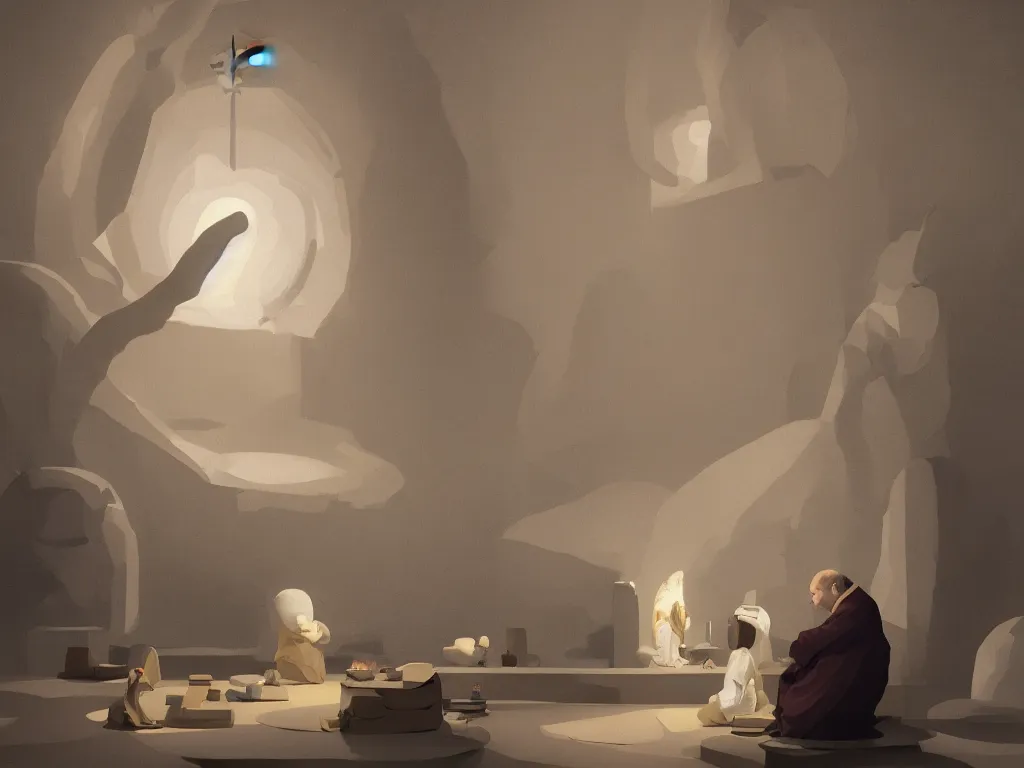 Prompt: saint thomas aquinas, contemplating the divine mysteries, by goro fujita, trending on artstation, 8k, highly detailed, digital graphic art