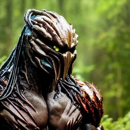 Image similar to Predator from the movie Predator in the forest plains of north yorkshire, 4k, Predator Movie, dragon inspired armor