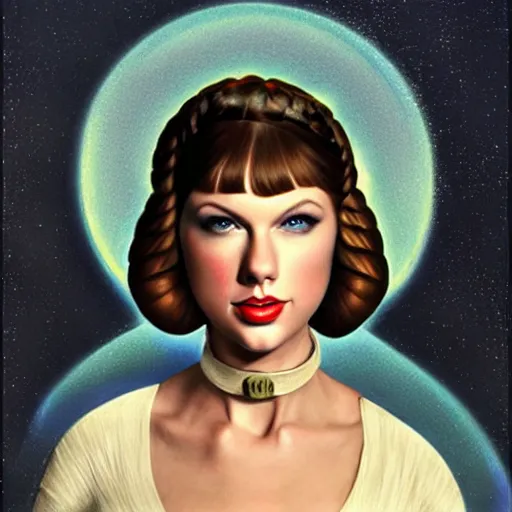 Image similar to taylor swift as princess leia, portrait by fra angelico