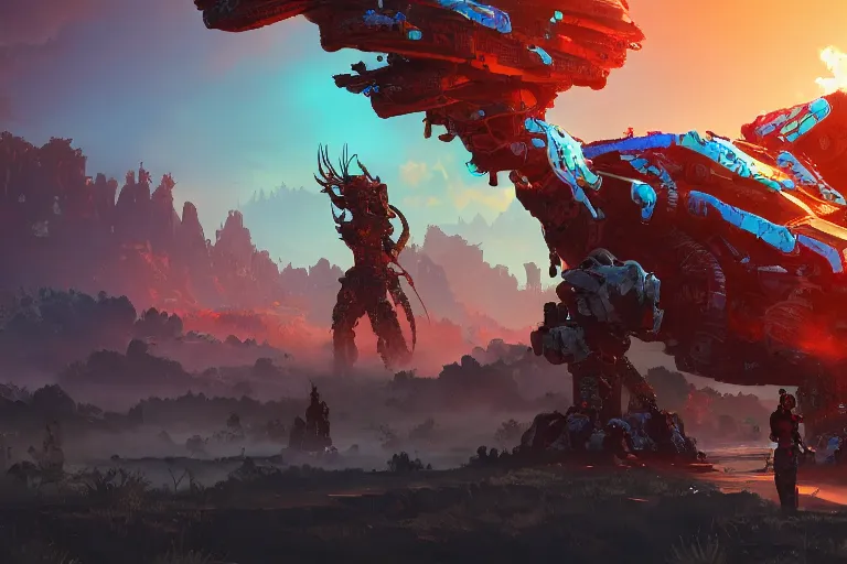 Image similar to scorcher machine mecanical creature robot of horizon forbidden west horizon zero dawn bioluminiscence global illumination ray tracing hdr fanart arstation by ian pesty and alena aenami artworks in 4 k