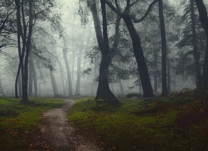 Prompt: Peaceful forest scenery, foggy, photorealistic, HD, 8k