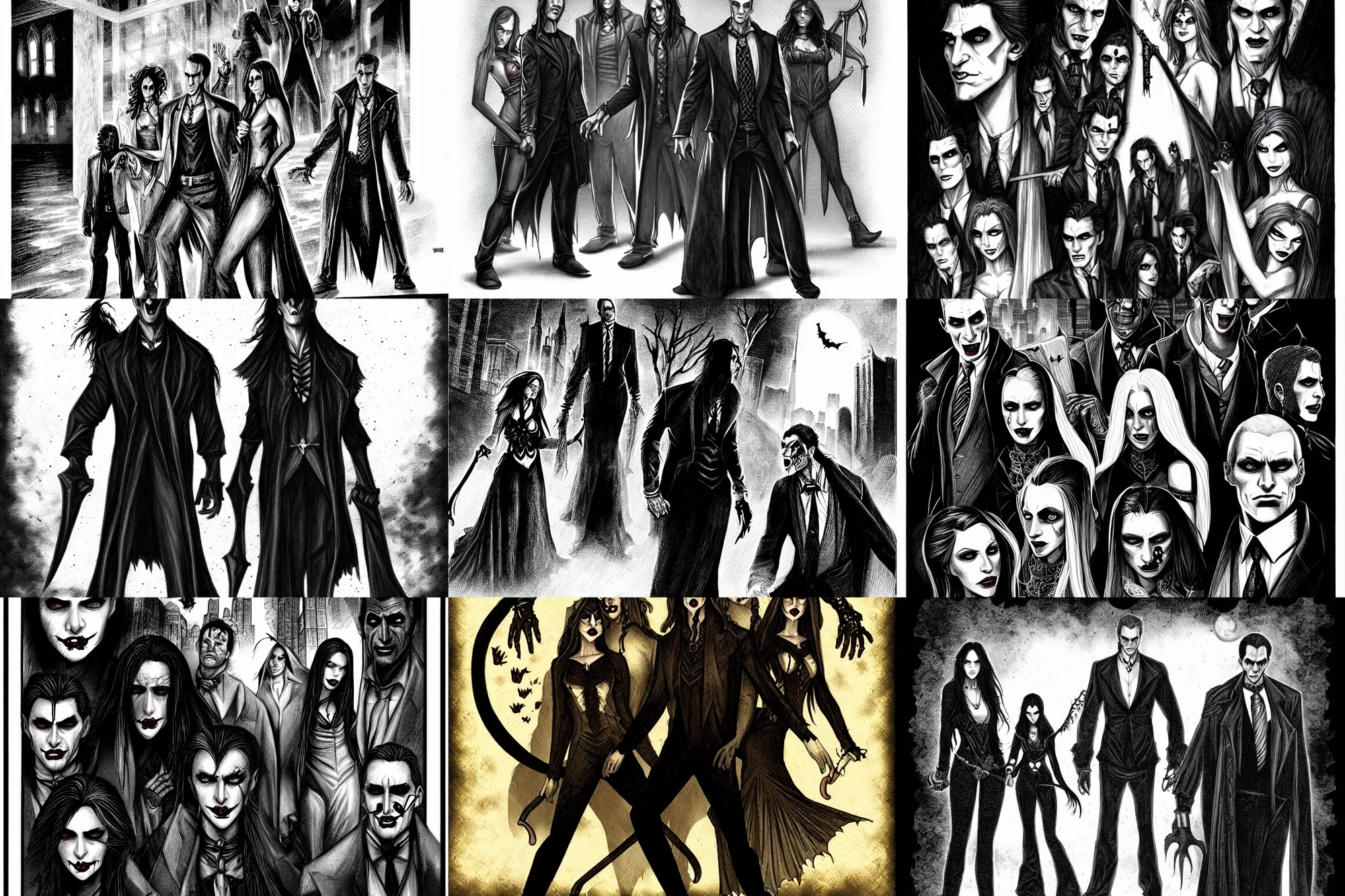 Prompt: illustration of the vampires of chicago, chronicles / new world of darkness ( by white wolf )
