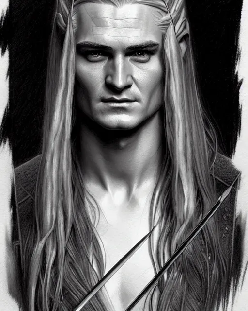 Image similar to legolas | | pencil sketch, realistic shaded, fine details, realistic shaded lighting poster by greg rutkowski, magali villeneuve, artgerm, jeremy lipkin and michael garmash and rob rey