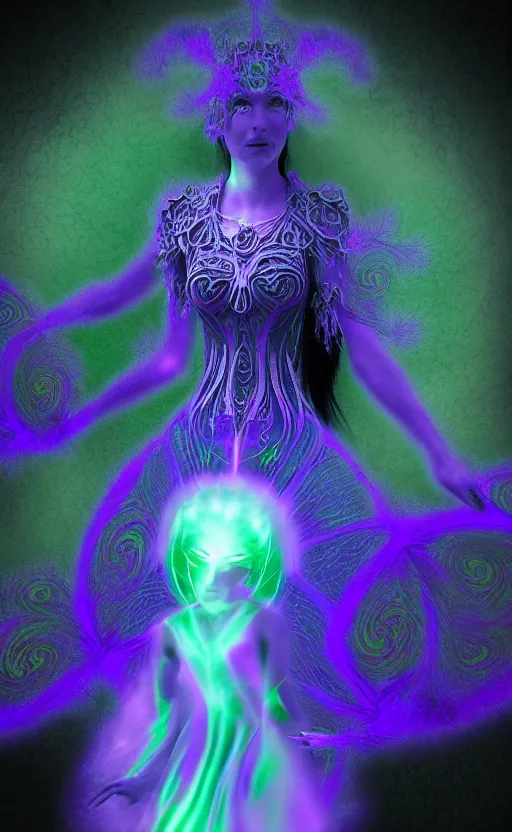 Image similar to Gothic princess in dragon armor made of Fractal flame,