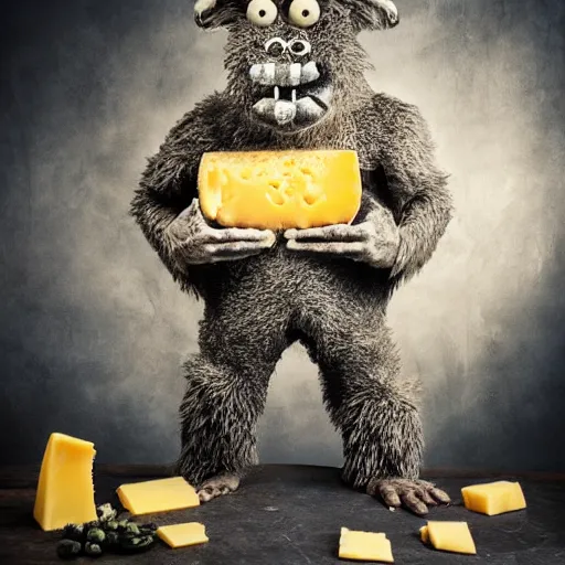 Prompt: cheese monster, cinematic, award winning composite photography