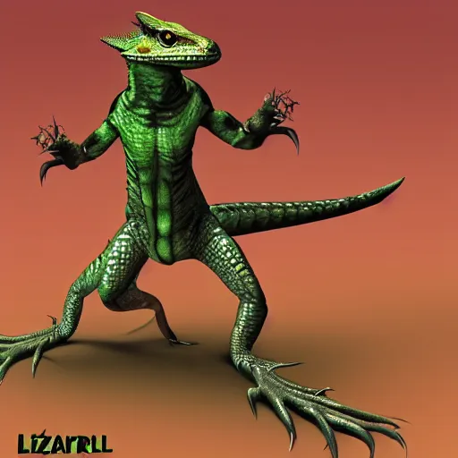 Prompt: lizardfolk warrior