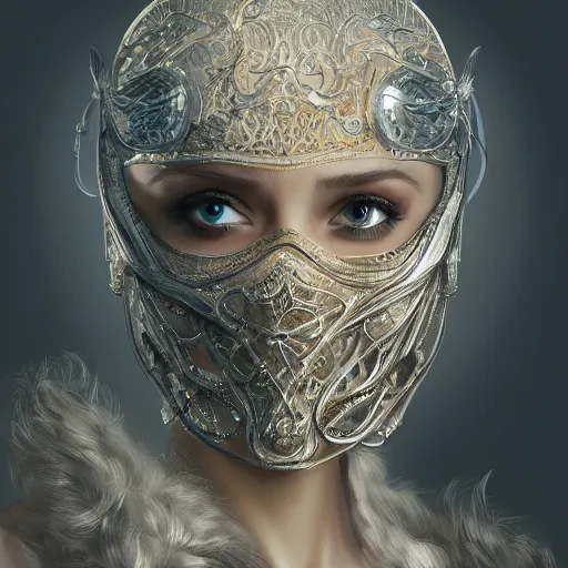 Image similar to Very very very very highly detailed epic photo of face with venetian mask, intricate, dystopian, sci-fi, extremely detailed, digital painting, artstation, concept art, smooth, sharp focus, illustration, intimidating lighting, incredible art by Artgerm