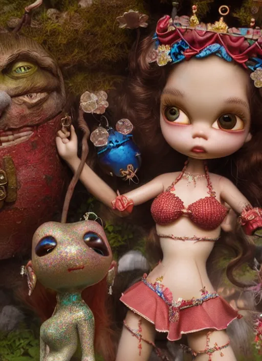 Prompt: highly detailed closeup, profile portrait of tin toy fairytale princess bikini, unreal engine, nicoletta ceccoli, mark ryden, earl norem, lostfish, global illumination, detailed and intricate environment