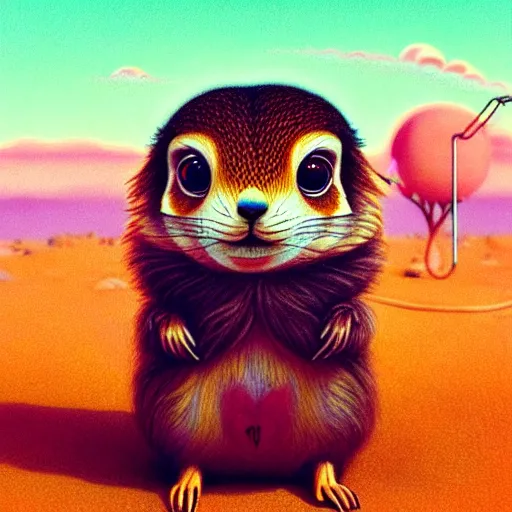 Image similar to cute extra fluffy prairie dog :: by Martine Johanna and Simon Stålenhag and Chie Yoshii and Casey Weldon and Guillermo del toro :: ornate, dynamic, particulate, rich colors, intricate, elegant, highly detailed, centered, artstation, smooth, sharp focus, octane render, 3d