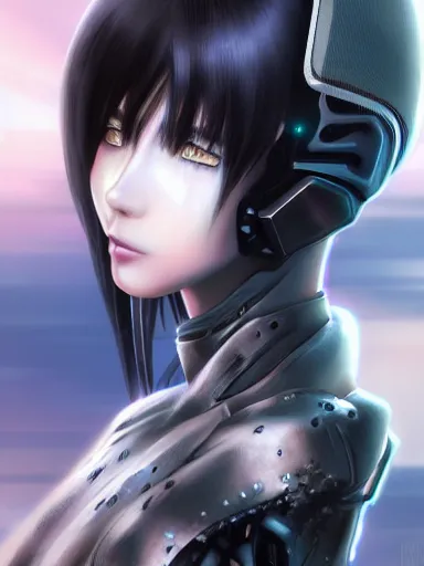 Image similar to detailed side profile anime painting of a black cyber punk girl, realistic, artstation, digital painting, in the style fo jisu, ayami kojima, artem demura